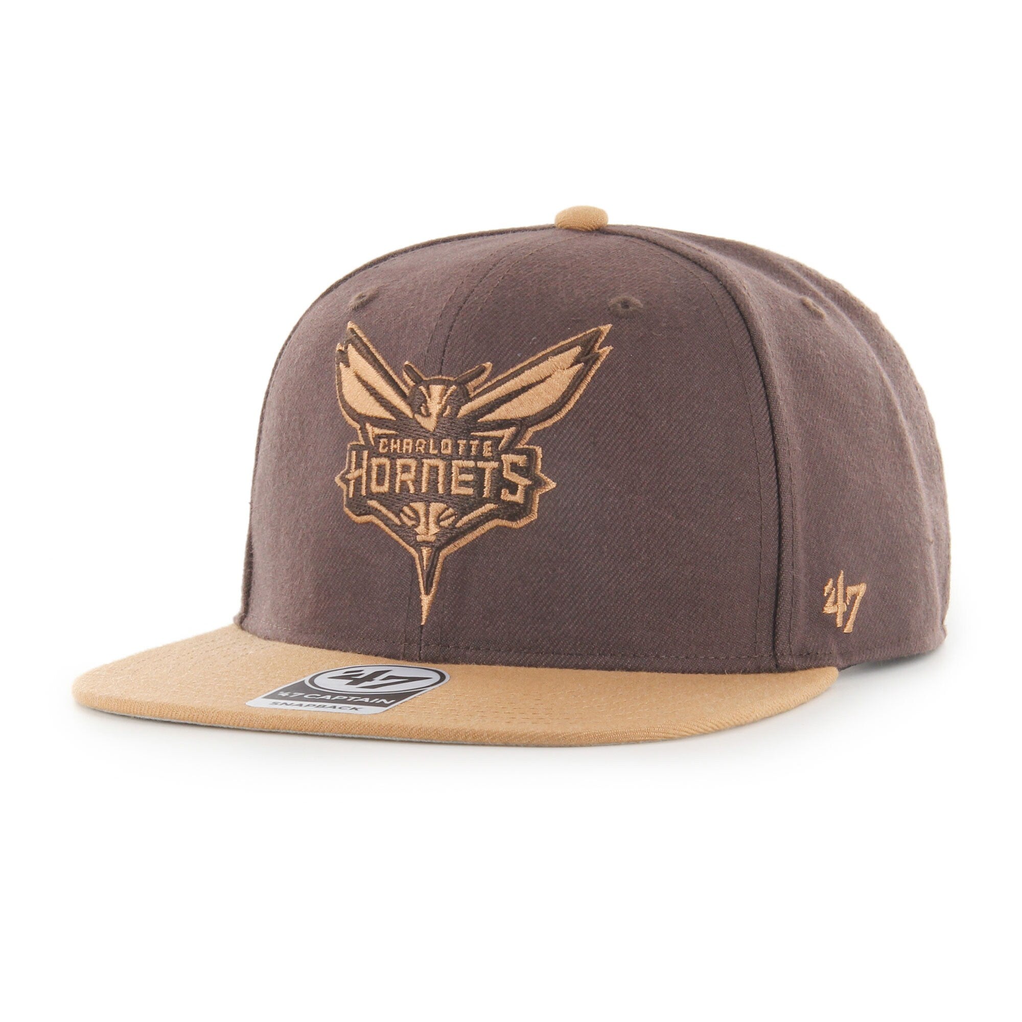 Charlotte Hornets '47 No Shot Two-Tone Captain Snapback Hat - Brown