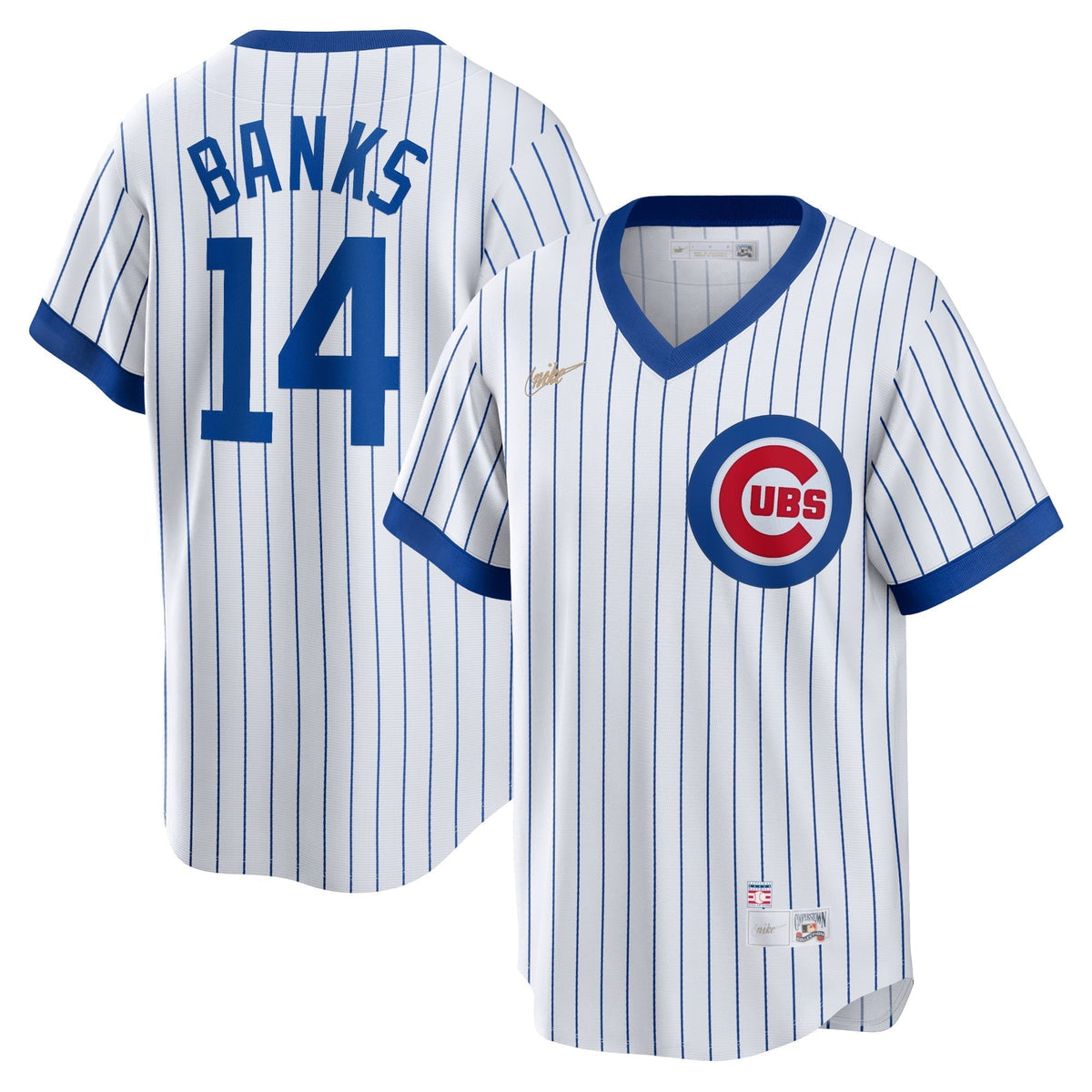 Men's Nike Ernie Banks White Chicago Cubs Home Cooperstown Collection Player Jersey