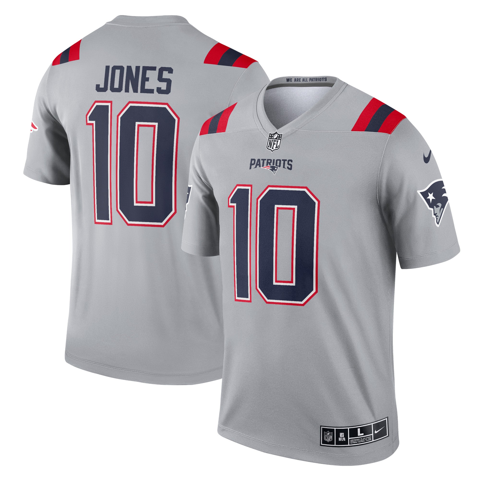Mac Jones New England Patriots Nike Inverted Legend Jersey   Gray