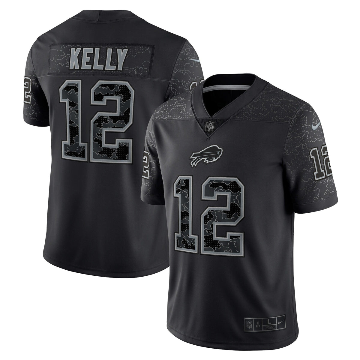 Men s Nike Jim Kelly Black Buffalo Bills Retired Player RFLCTV Limited Jersey