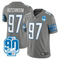Men s Detroit Lions  Aidan Hutchinson Grey 2023 90th Anniversary Vapor Untouchable Limited Stitched Jerseys