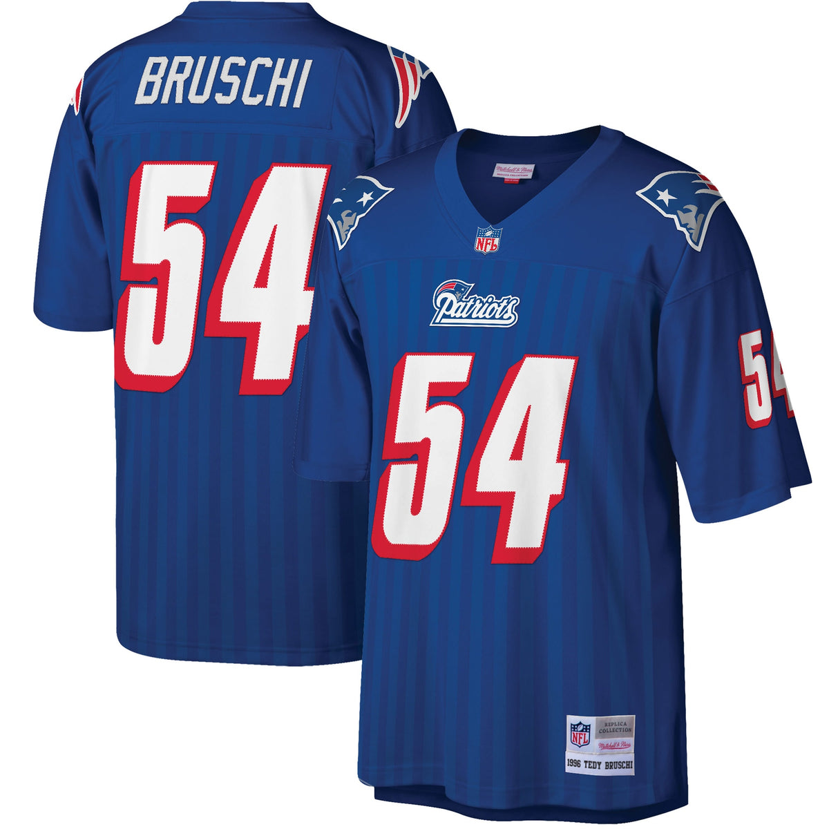 Tedy Bruschi New England Patriots Mitchell   Ness Big   Tall 1996 Retired Player Replica Jersey   Royal