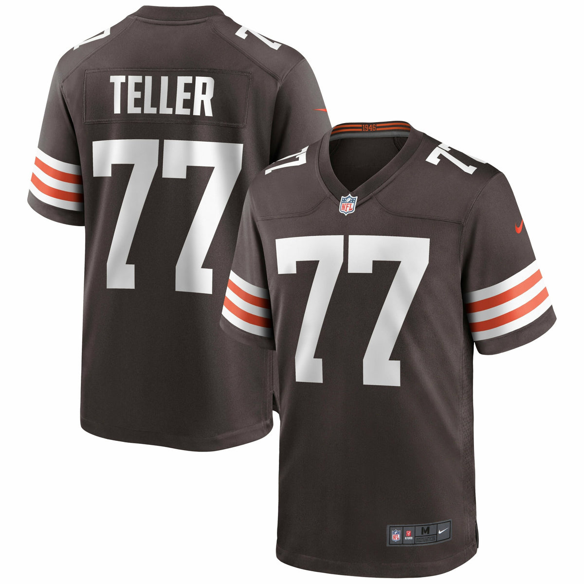 Men s Nike Wyatt Teller Brown Cleveland Browns Game Jersey