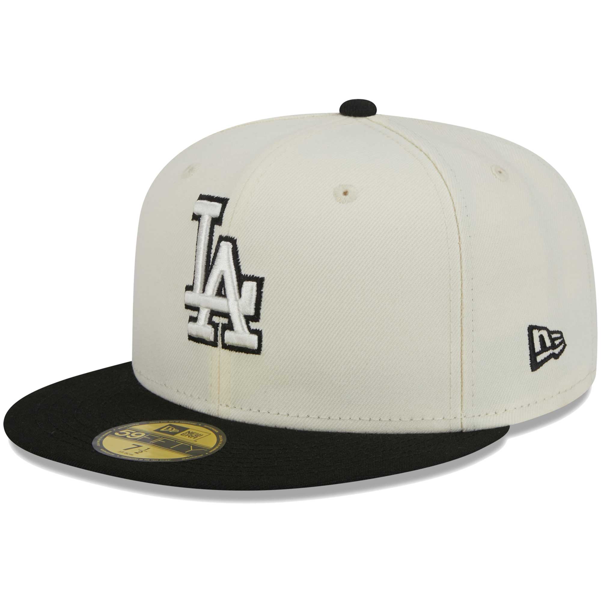 Los Angeles Dodgers New Era Chrome 59FIFTY Fitted Hat - Stone/Black