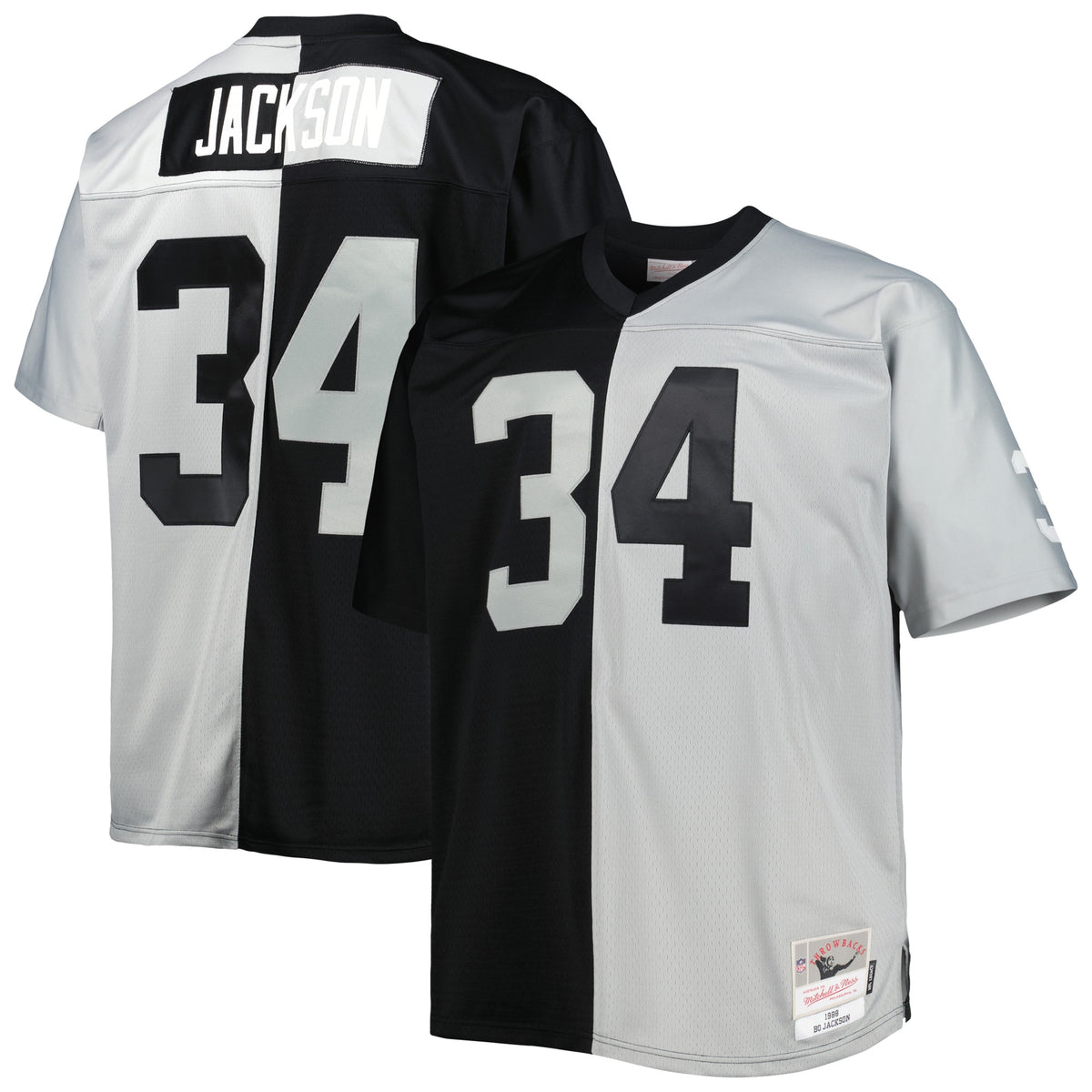 Bo Jackson Las Vegas Raiders Mitchell   Ness Big   Tall Split Legacy Retired Player Replica Jersey   Black/Silver