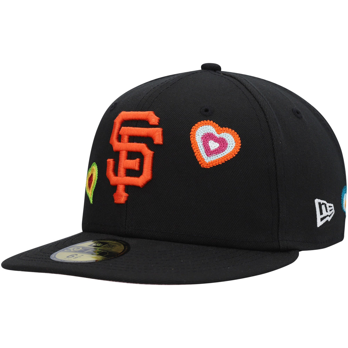 San Francisco Giants New Era Chain Stitch Heart 59FIFTY Fitted Hat - Black