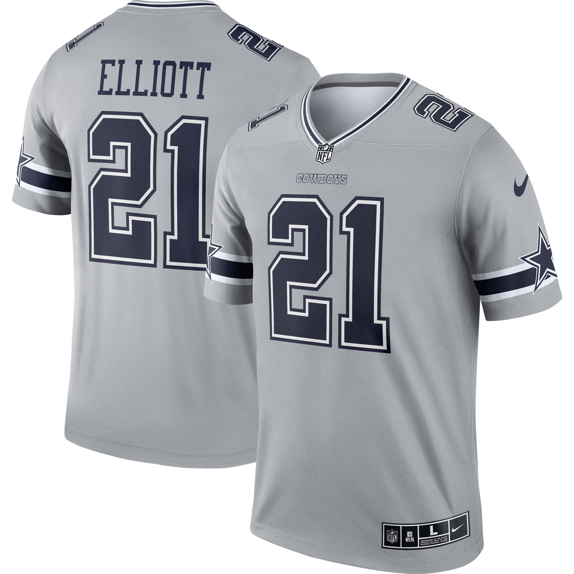 Men s Nike Ezekiel Elliott Silver Dallas Cowboys Inverted Legend Jersey