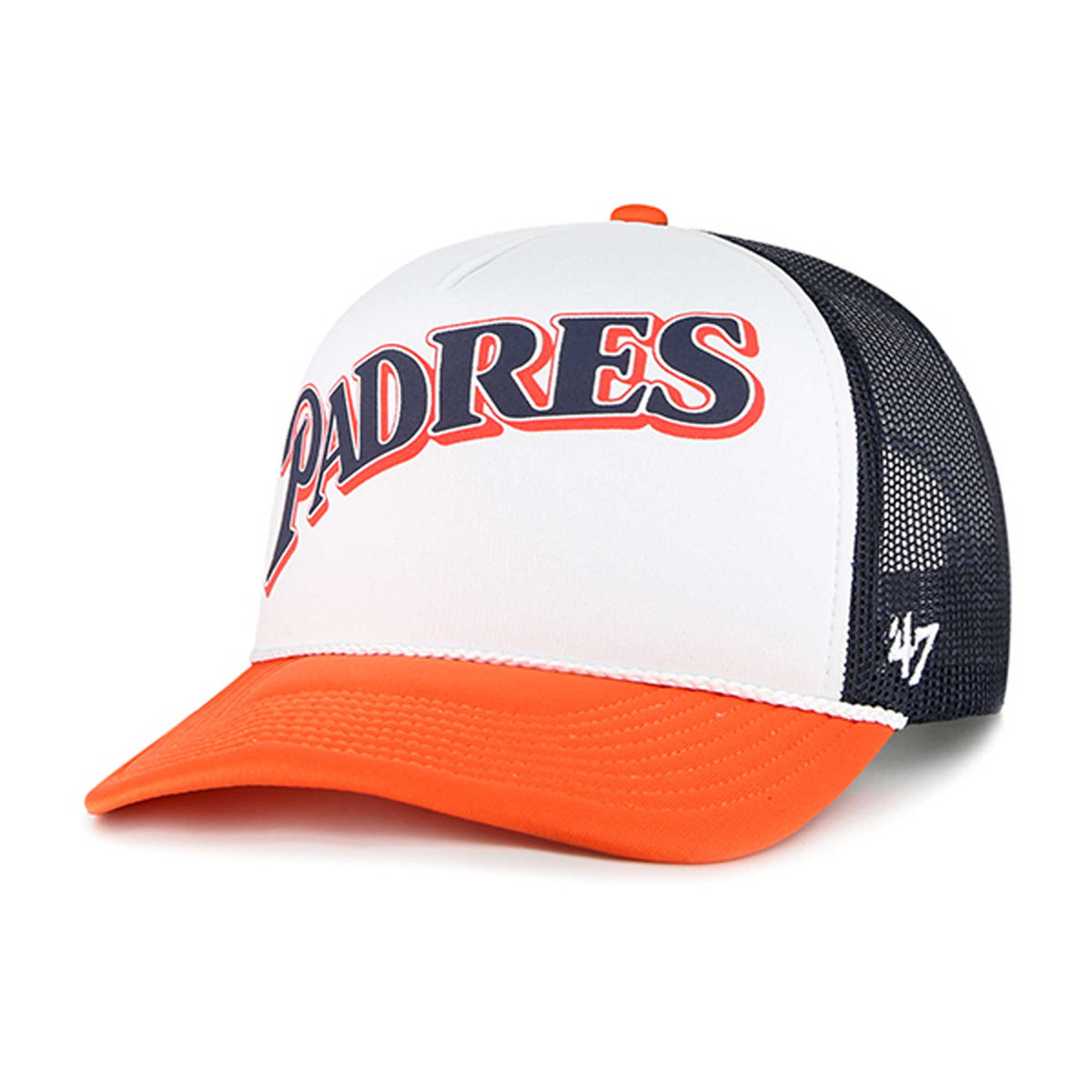 San Diego Padres '47 Foam Front Script Trucker Snapback Hat - White