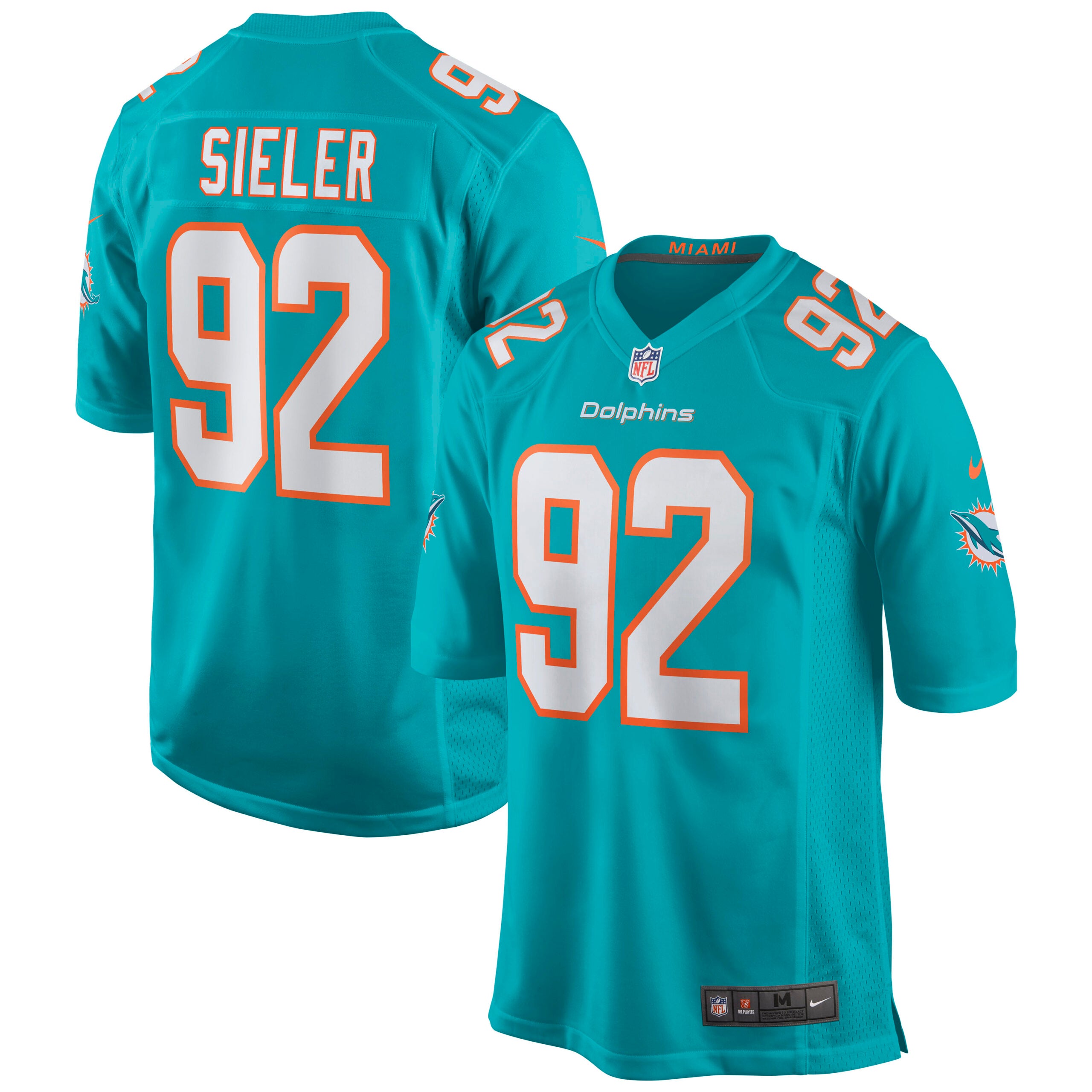 Zach Sieler Miami Dolphins Nike Game Jersey   Aqua