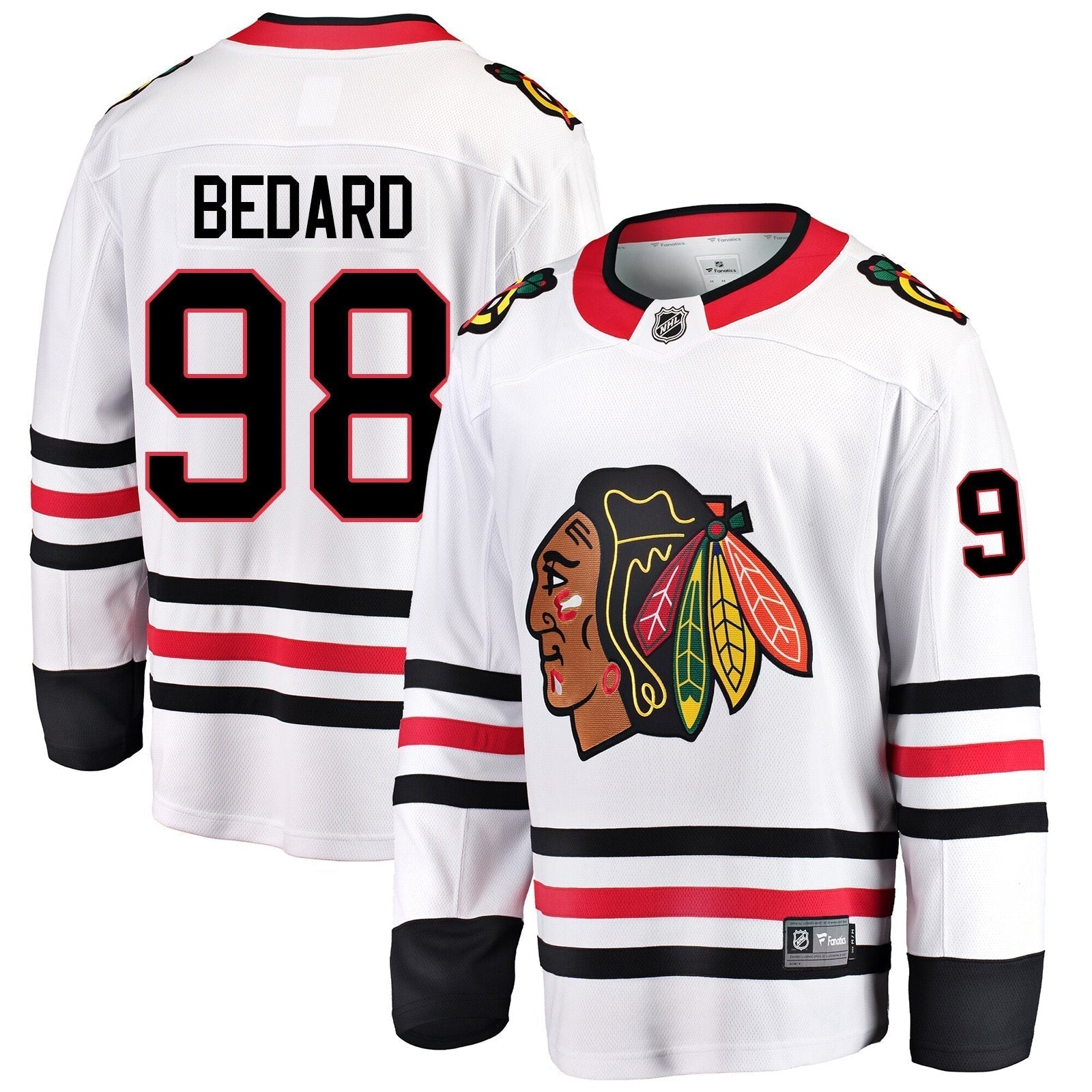 Connor Bedard Chicago Blackhawks Fanatics White Breakaway Men's Away Jersey