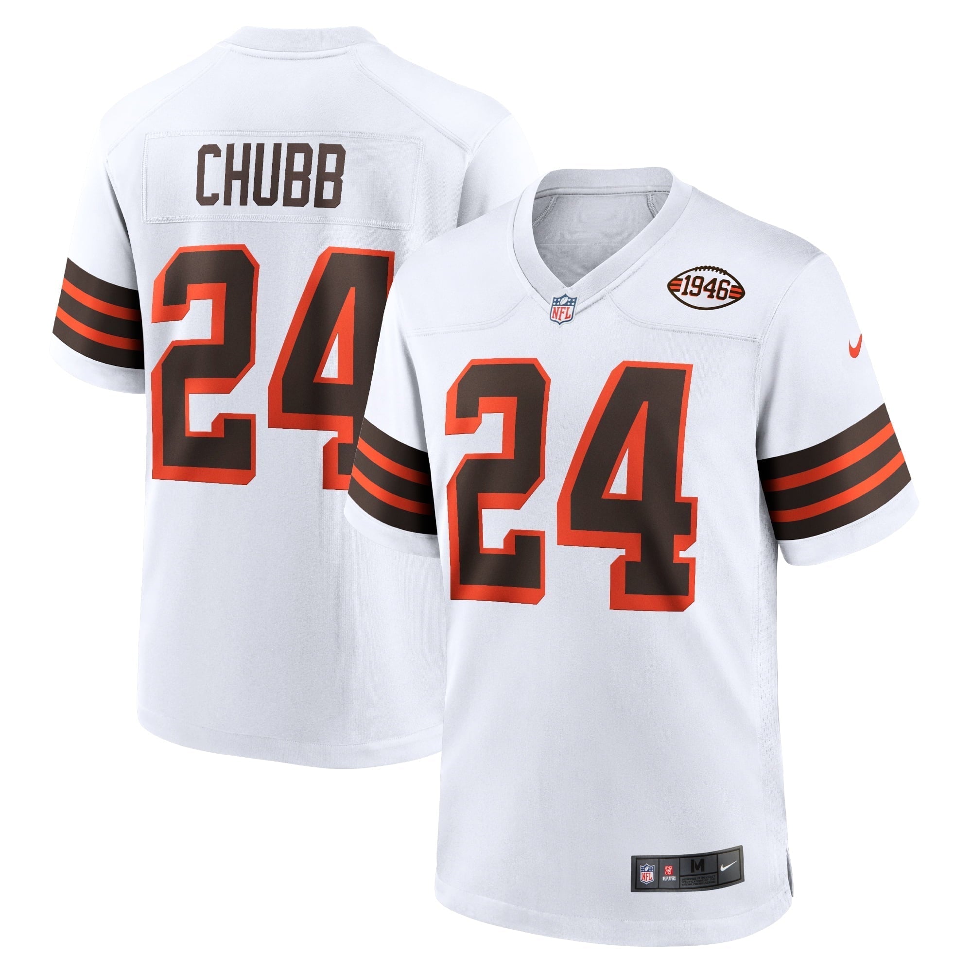 Men s Nike Nick Chubb White Cleveland Browns 1946 Collection Alternate Game Jersey