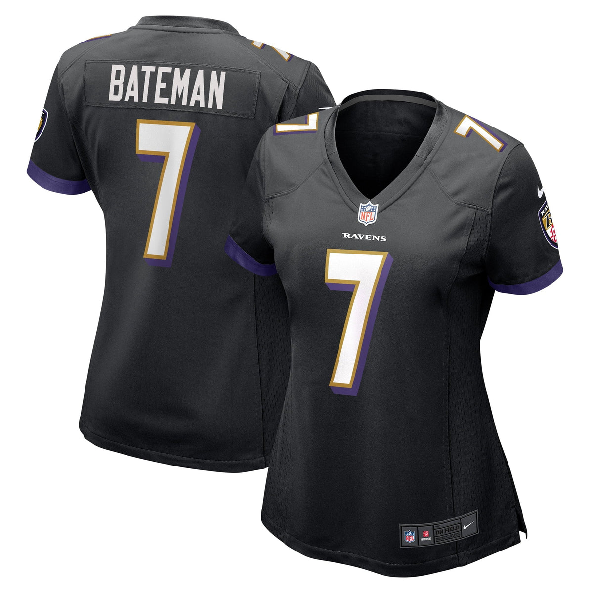 Women s Nike Rashod Bateman Black Baltimore Ravens Game Player Jersey