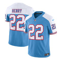 Men s Tennessee Titans Derrick Henry Blue White 2023 F.U.S.E. Vapor Limited Throwback Stitched Jersey