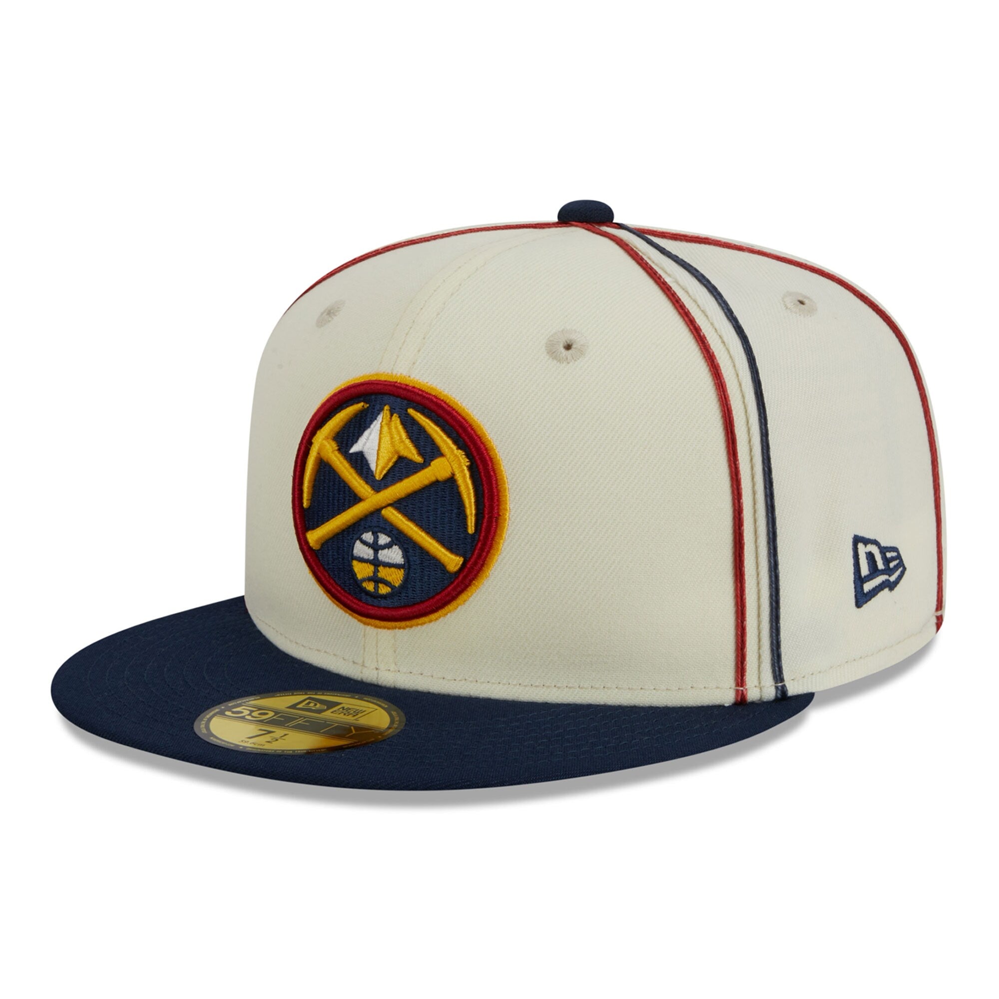 Denver Nuggets New Era Piping 2-Tone 59FIFTY Fitted Hat - Cream/Navy