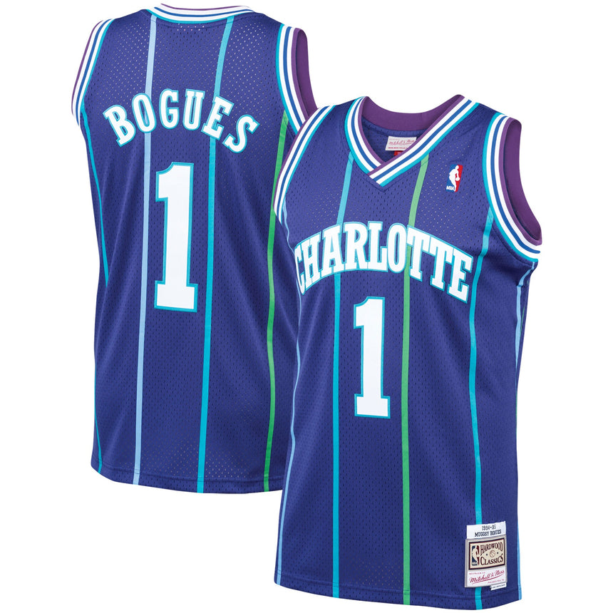 Men's Muggsy Bogues Charlotte Hornets 1994-95 Purple Swingman Replica Jersey By Mitchell & Ness