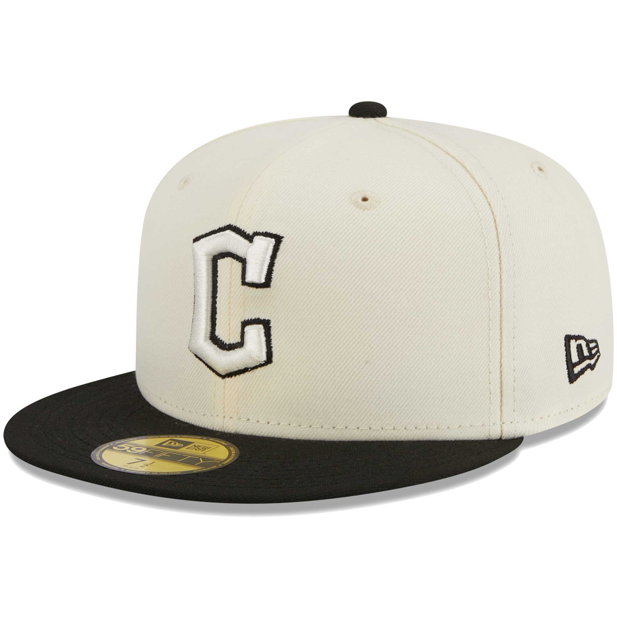 Cleveland Guardians New Era Chrome 59FIFTY Fitted Hat - Stone/Black