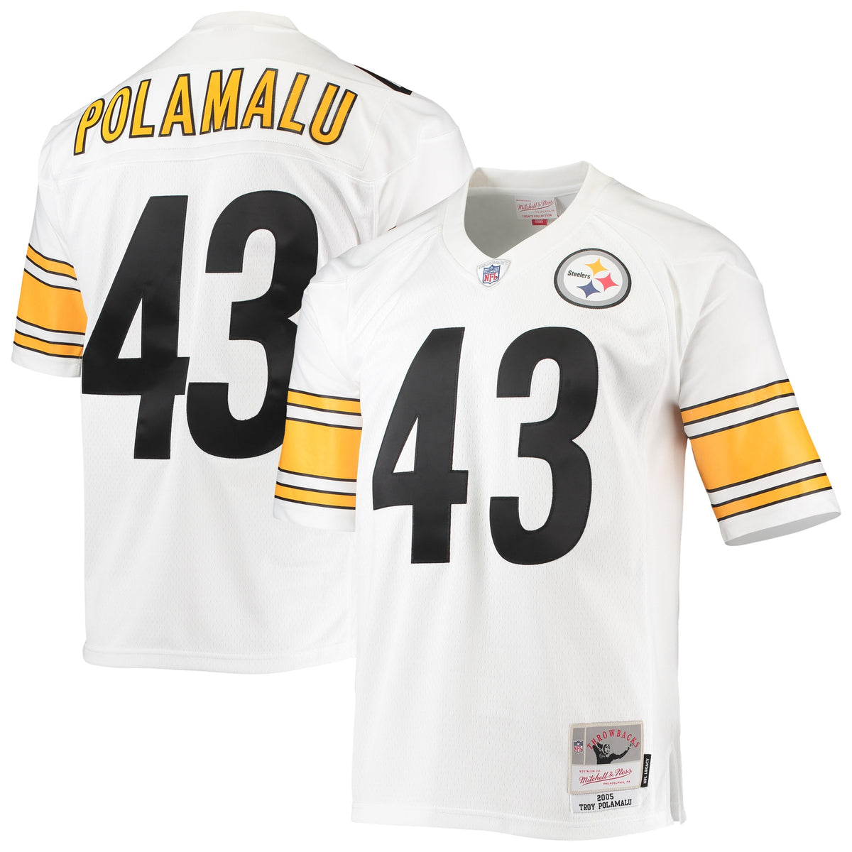 Troy Polamalu Pittsburgh Steelers Mitchell   Ness Legacy Replica Jersey   White