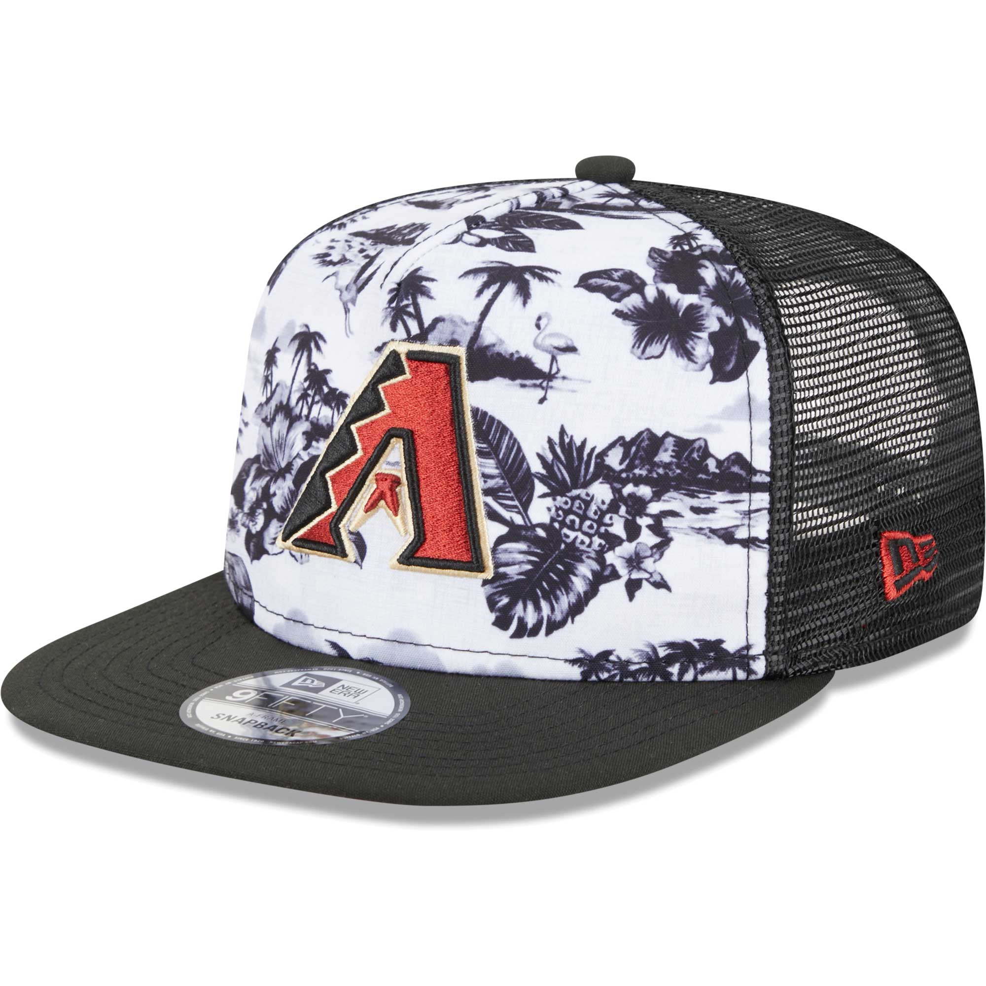 Arizona Diamondbacks New Era Vacay 2.0 A-Frame Trucker 9FIFTY Snapback Hat - White/Black