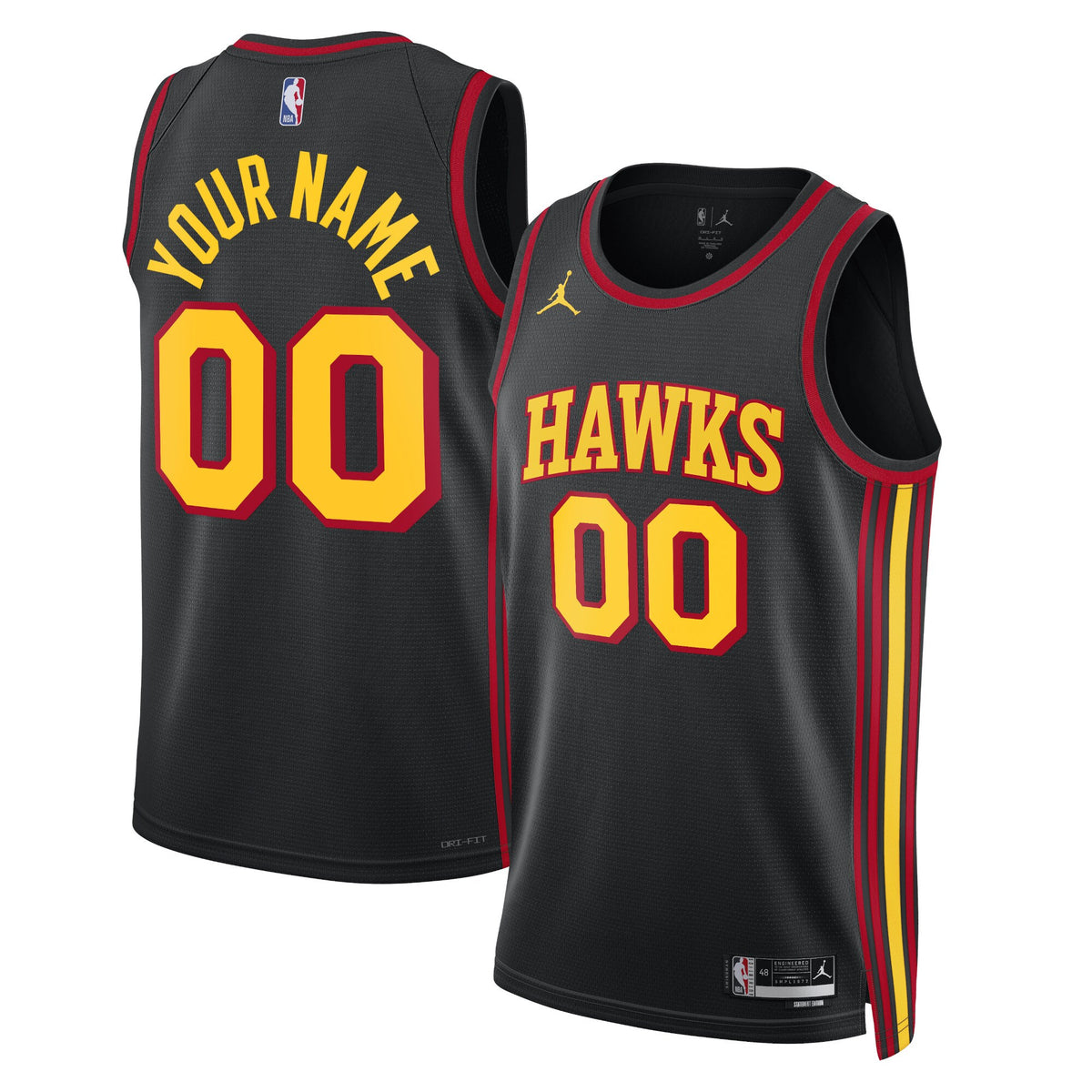 Atlanta Hawks, NBA Jerseys Jordans Brand Unisex 2022/23 Swingman Custom Jersey - Statement Edition - Black