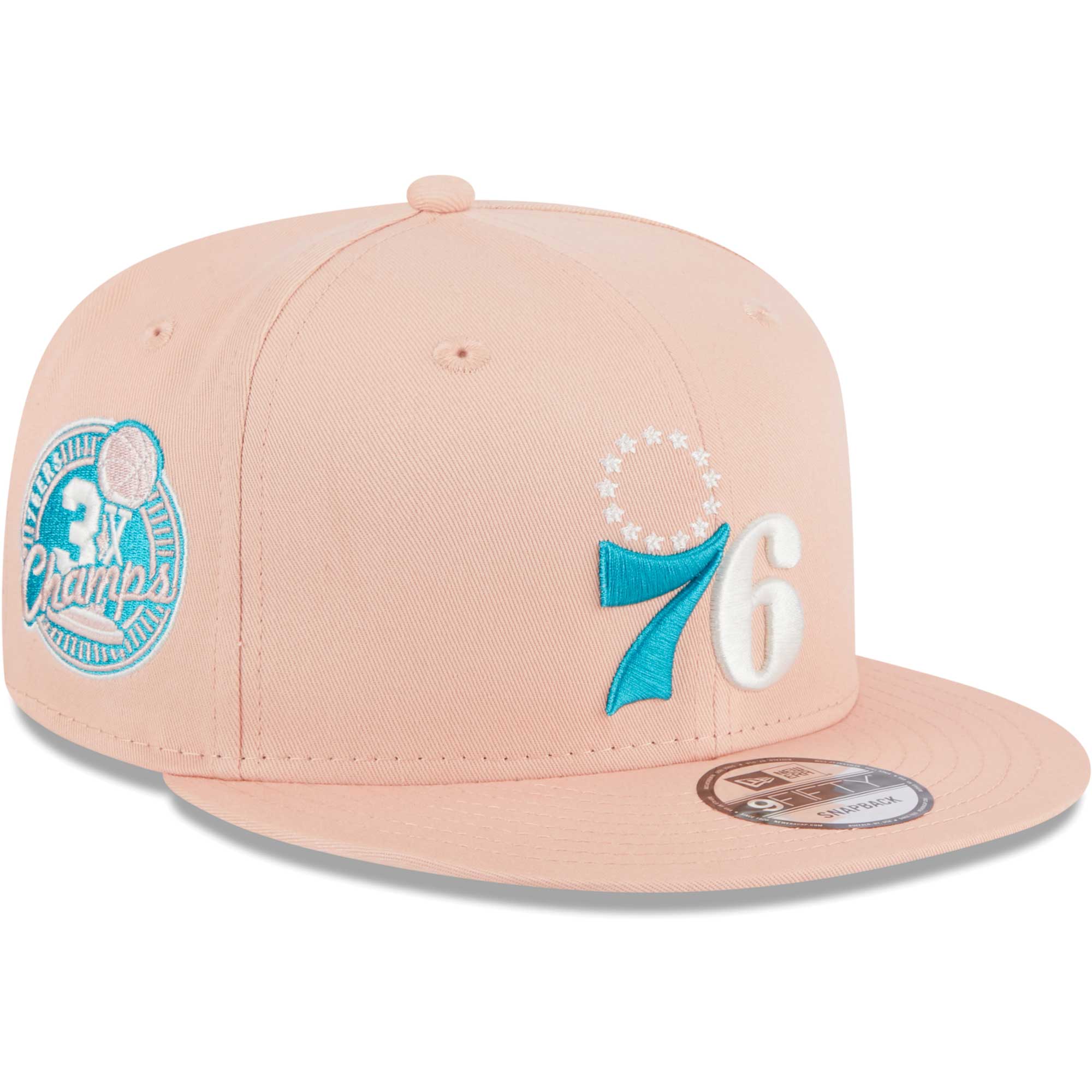 Philadelphia 76ers New Era Sky Aqua Undervisor 9FIFTY Snapback Hat - Pink