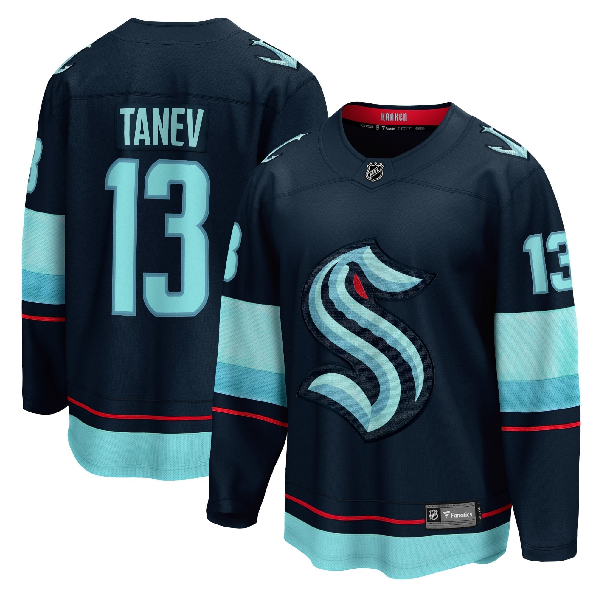 Men's Fanatics Branded Brandon Tanev Deep Sea Blue Seattle Kraken Home Premier Breakaway Player Jersey