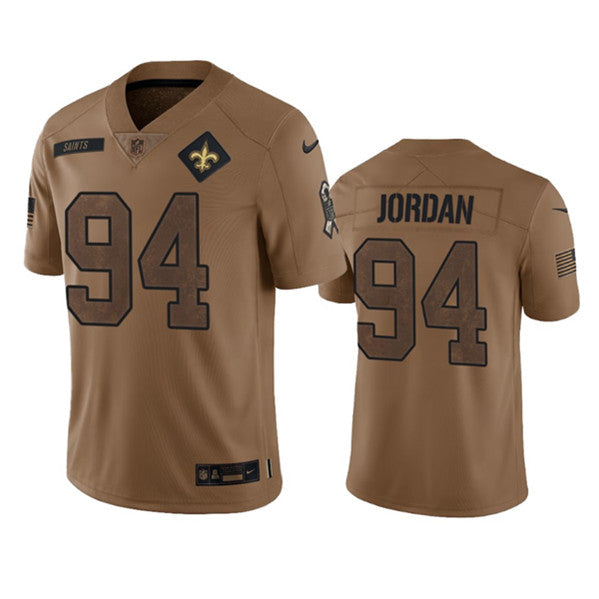 Men s New Orleans Saints Cameron Jordan 2023 Brown Salute To Service Limited Stitched Jersey