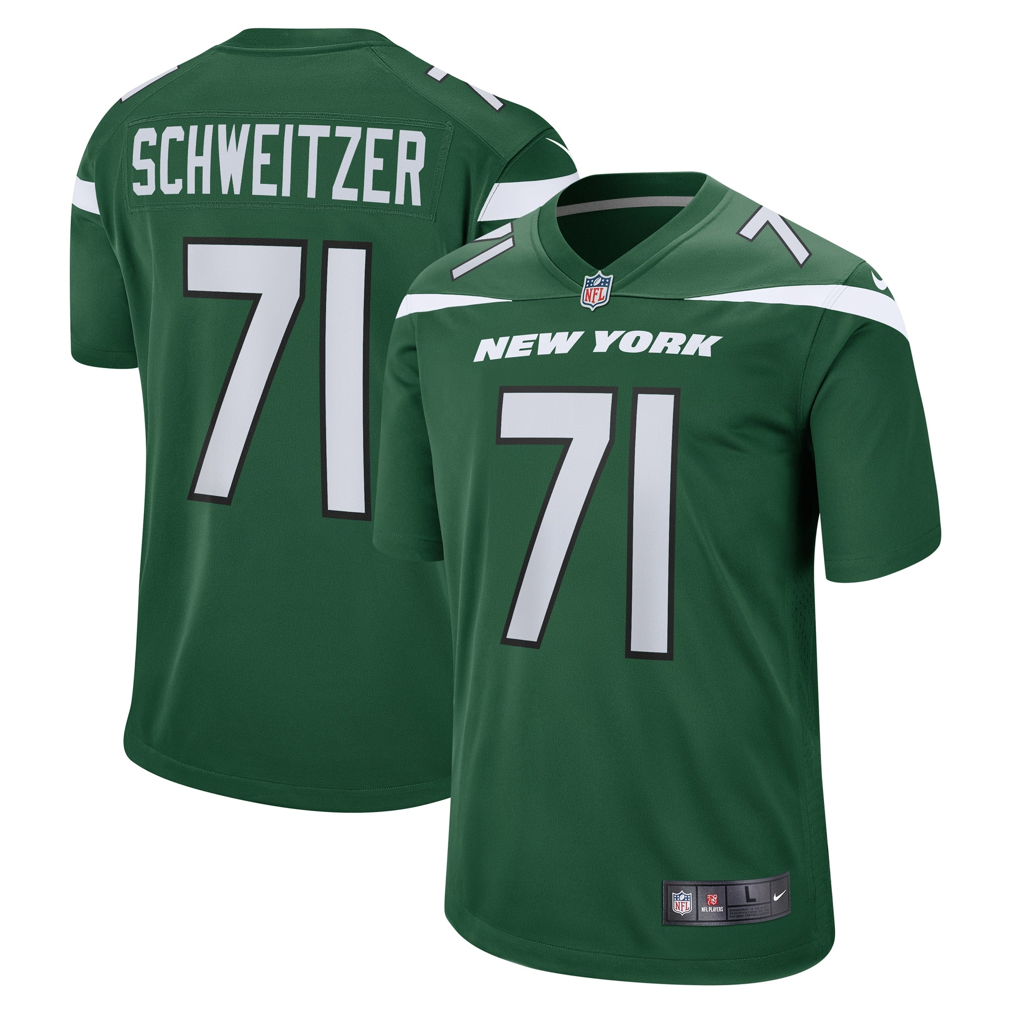 Wes Schweitzer New York Jets Nike Game Jersey   Green