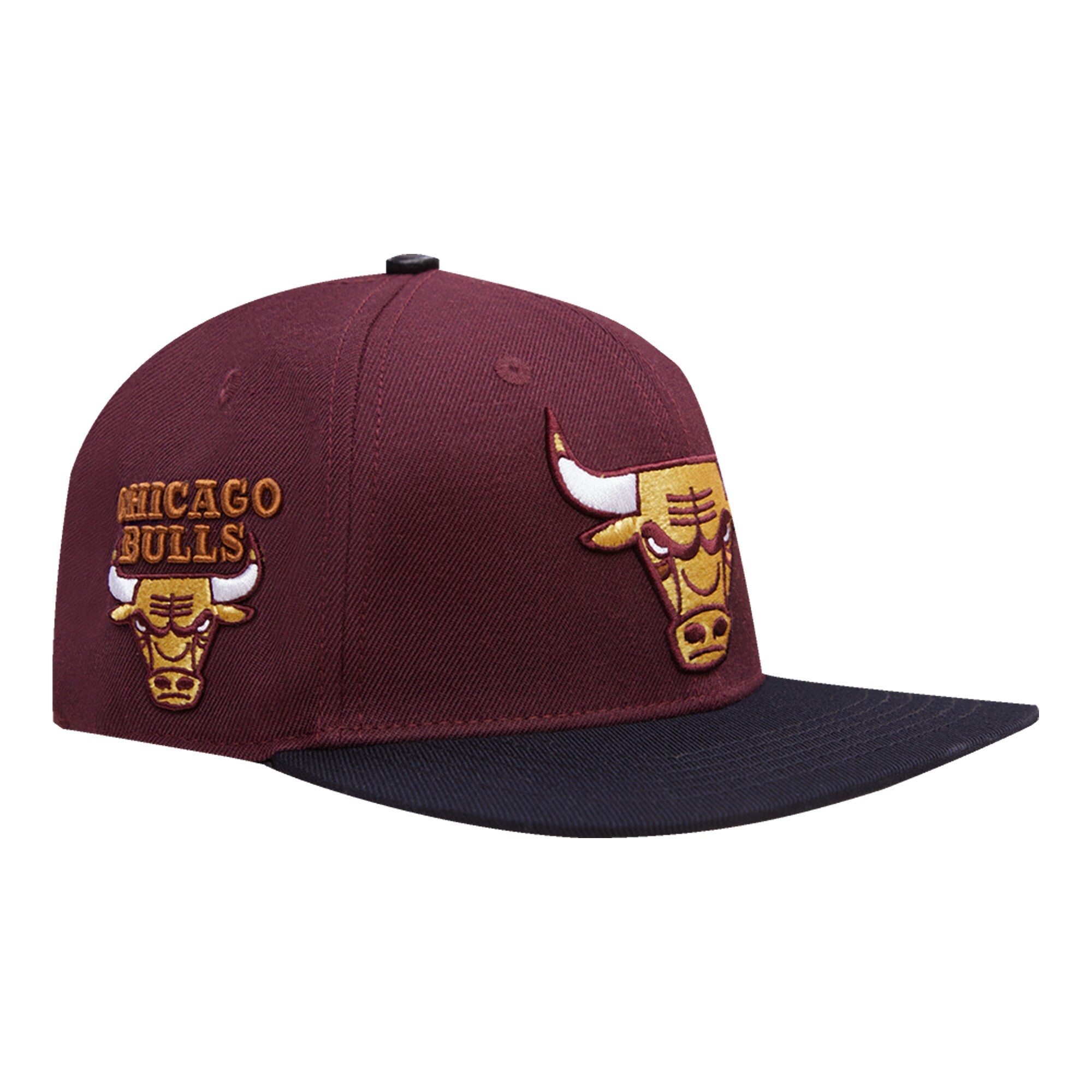 Chicago Bulls Pro Standard Gold Rush 2-Tone Snapback Hat - Maroon/Black