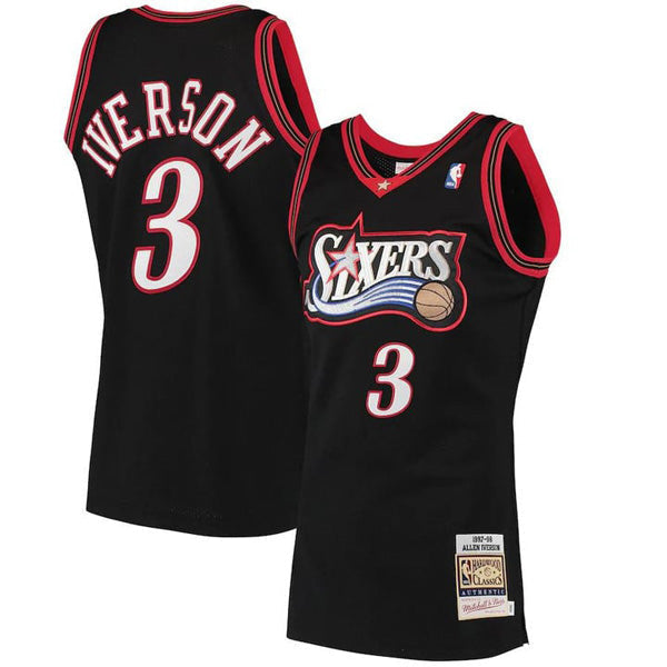 Men's Philadelphia 76ers Allen Iverson 1997 Hardwood Classics Jersey - Black