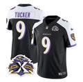 Men s Baltimore Ravens Justin Tucker Black White 2023 F.U.S.E With Patch Throwback Vapor Limited Stitched Jersey