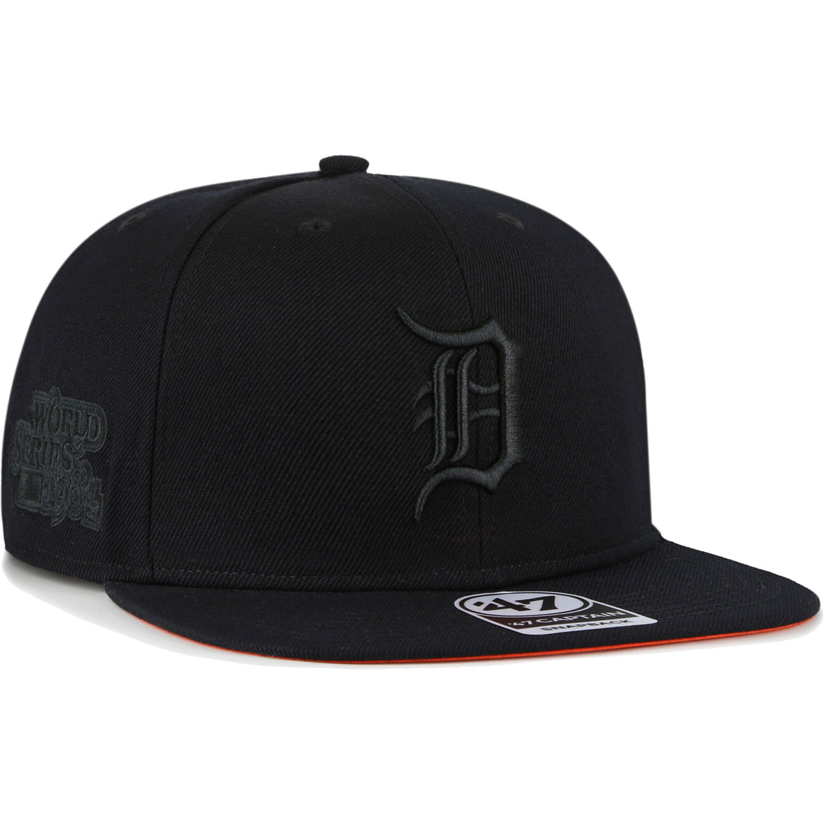 Detroit Tigers '47 Black on Black Sure Shot Captain Snapback Hat