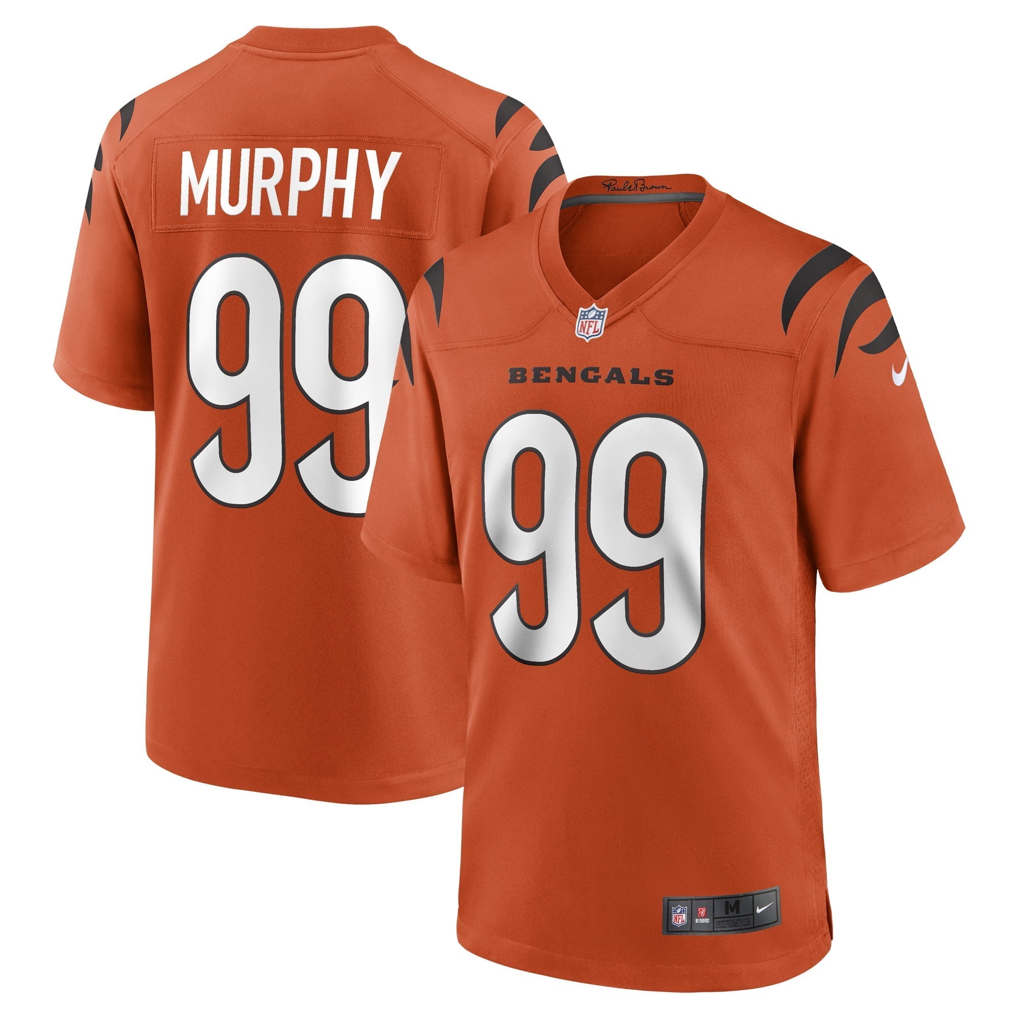Men s Nike Myles Murphy Orange Cincinnati Bengals Team Game Jersey