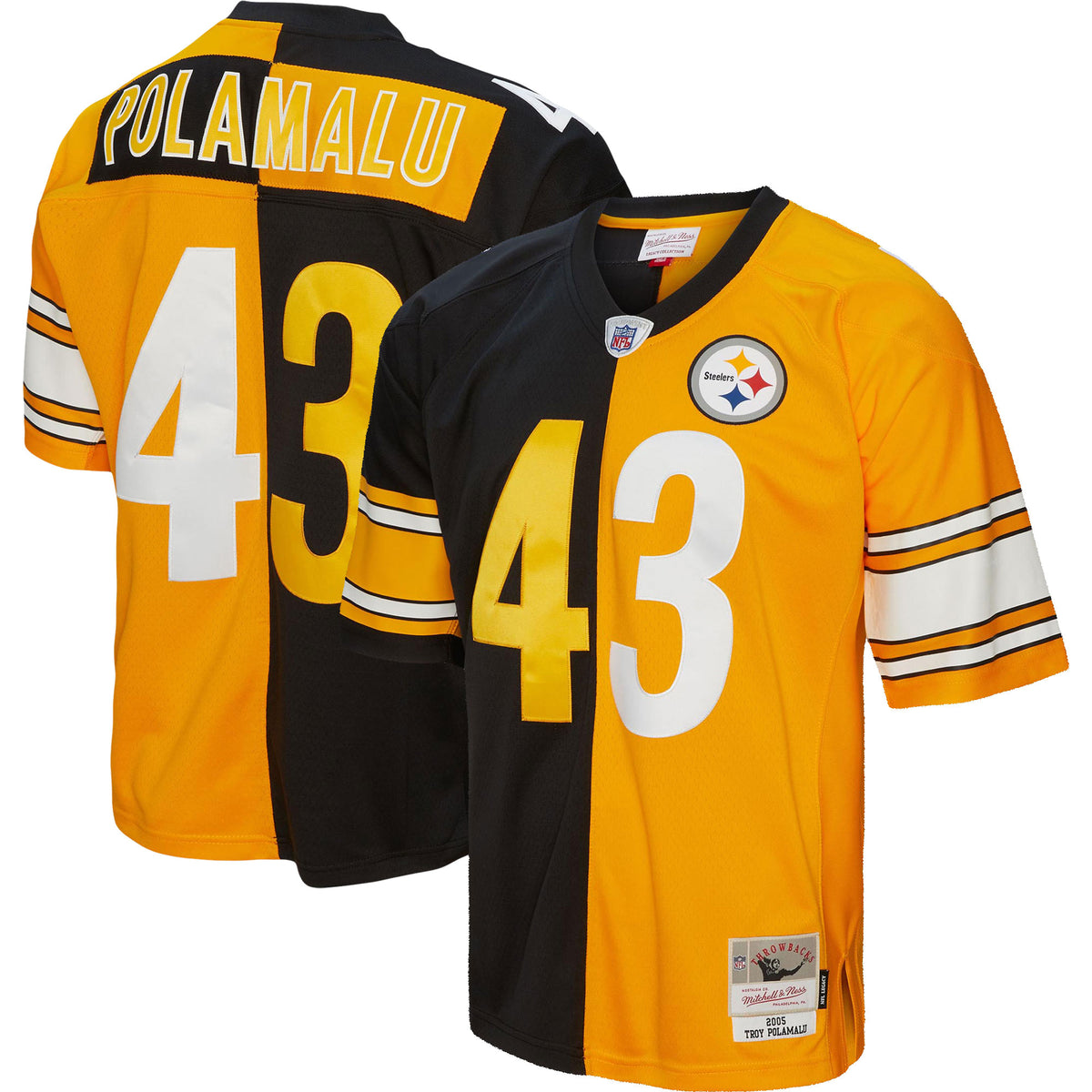 Troy Polamalu Pittsburgh Steelers Mitchell   Ness 2005 Split Legacy Replica Jersey   Black/Gold