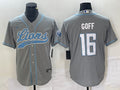 Men s Detroit Lions Jared Goff Gray Cool Base Stitched Baseball Jerseys