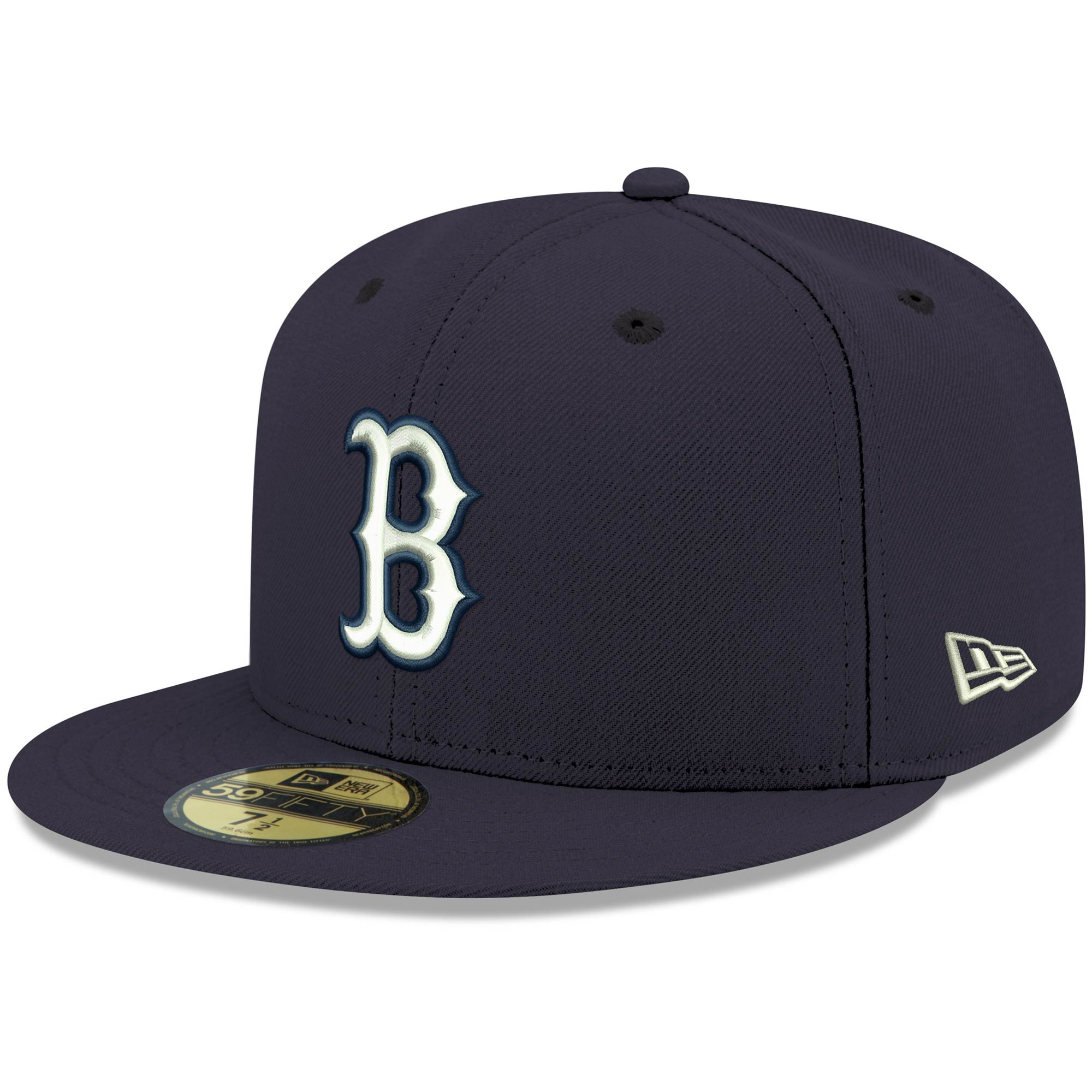 Boston Red Sox New Era White Logo 59FIFTY Fitted Hat - Navy