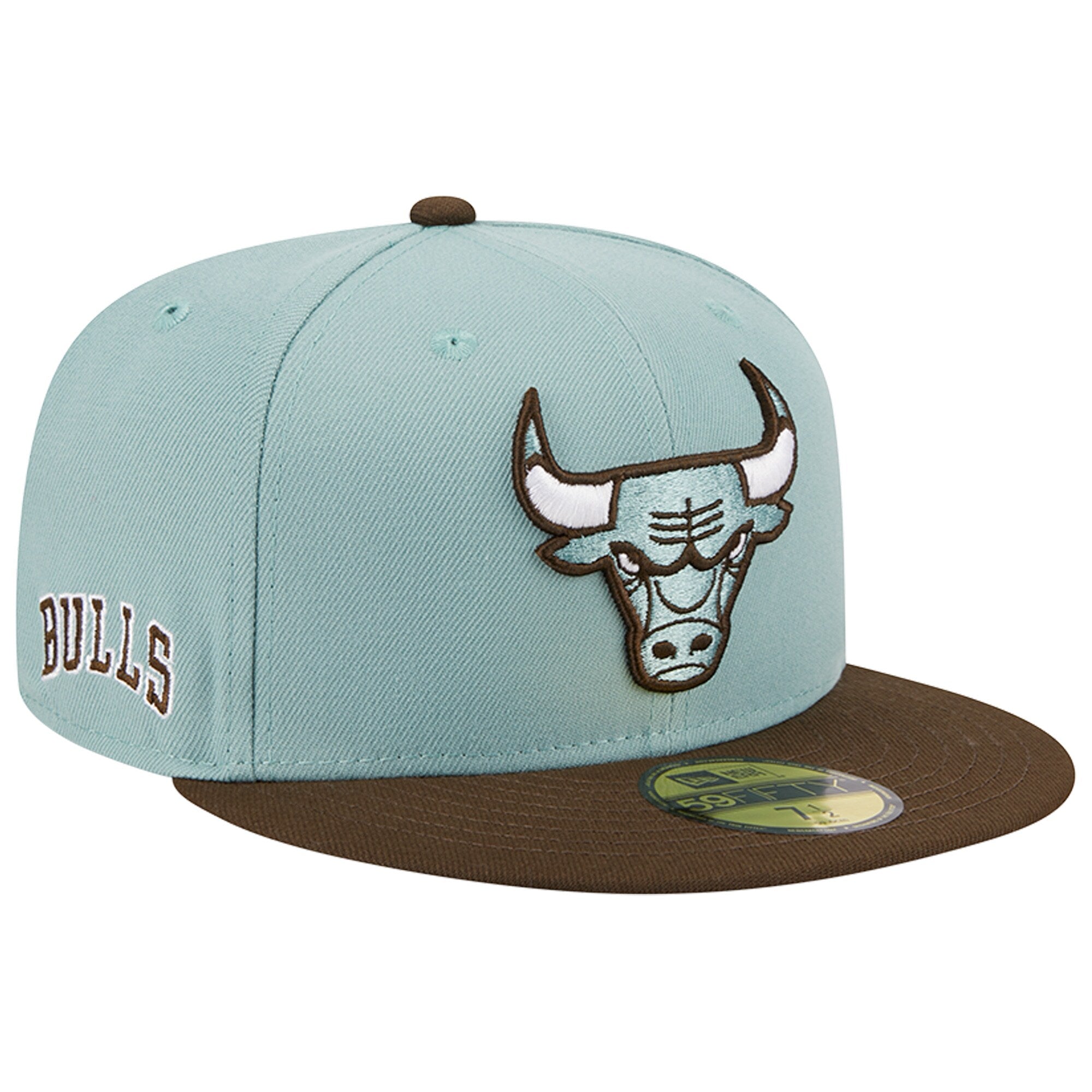 Chicago Bulls New Era Two-Tone 59FIFTY Fitted Hat - Light Blue/Brown