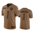 Men s Los Angeles Chargers Quentin Johnston 2023 Brown Salute To Service Limited Stitched Jersey