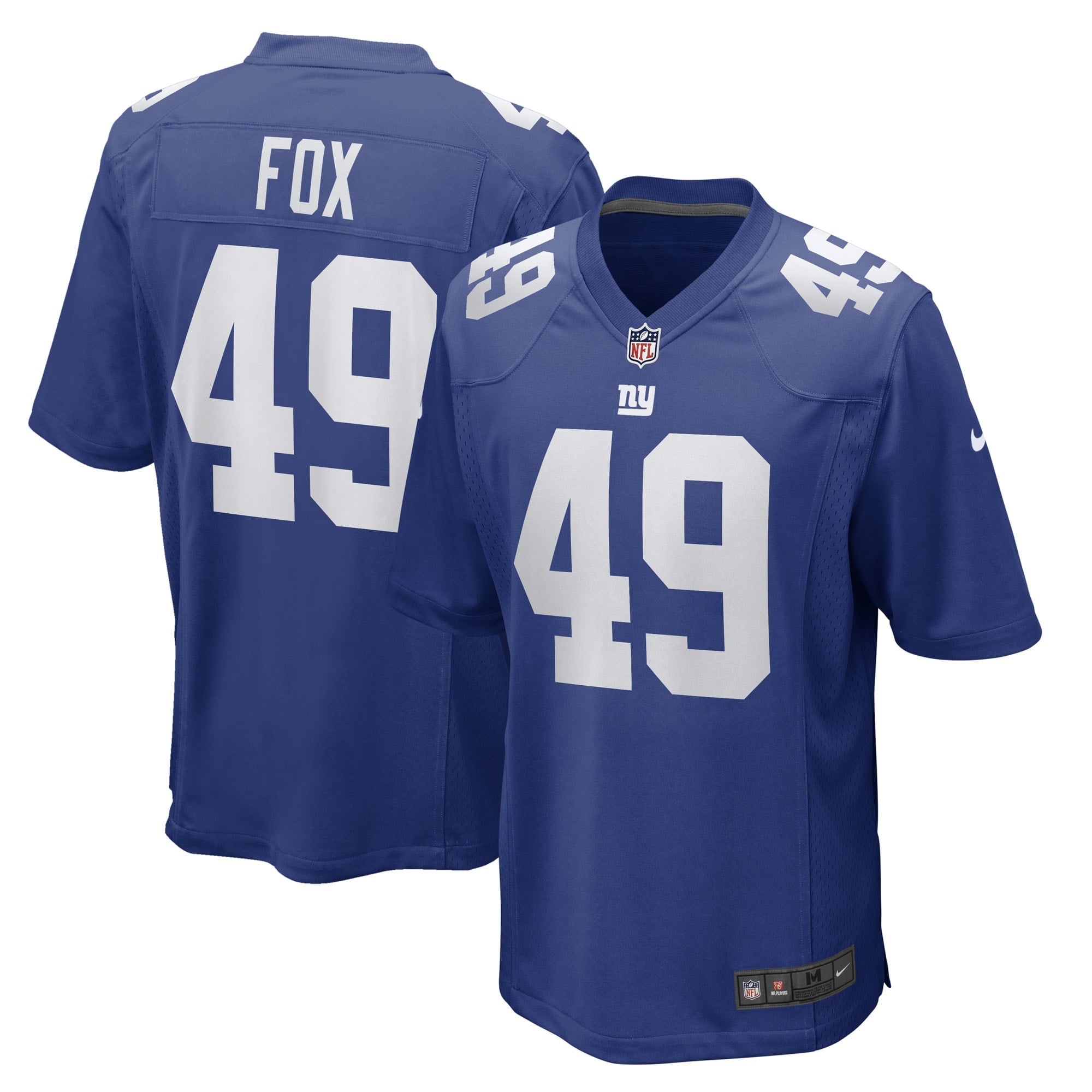 Men s Nike Tomon Fox Royal New York Giants Game Player Jersey