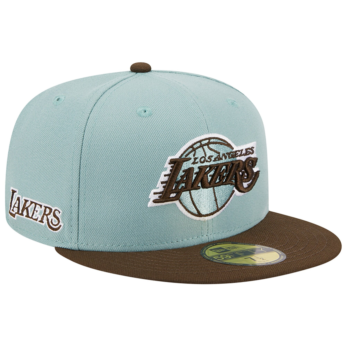Los Angeles Lakers New Era Two-Tone 59FIFTY Fitted Hat - Light Blue/Brown
