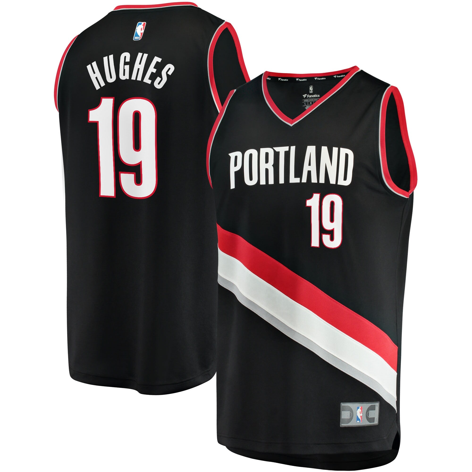 Elijah Hughes Portland Trail Blazers Fanatics Branded 2021/22 Fast Break Replica Jersey - Icon Edition - Black