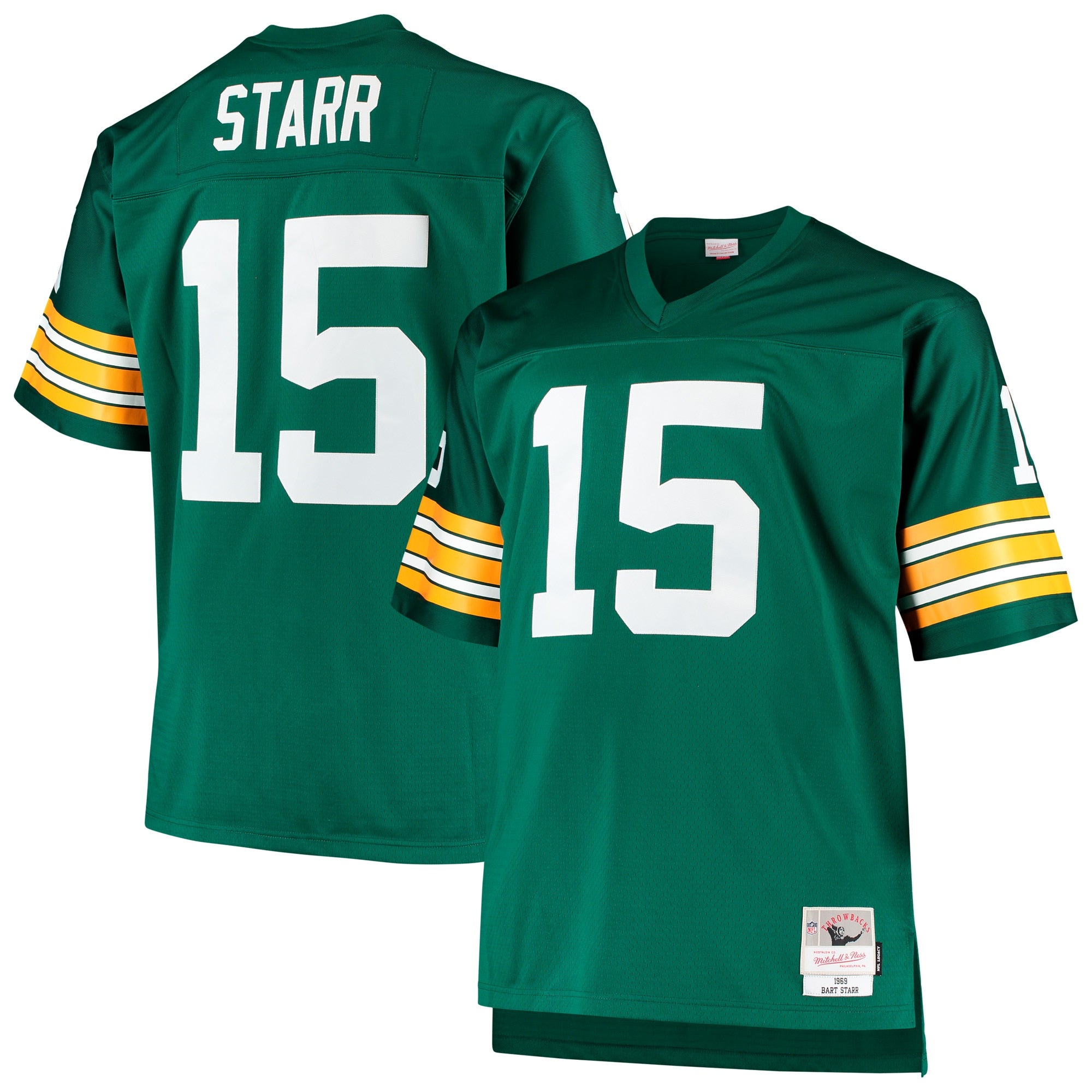 Bart Starr Green Bay Packers Mitchell   Ness Big   Tall 1968 Retired Player Replica Jersey   Green