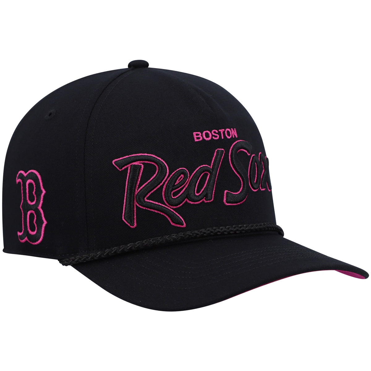 Boston Red Sox '47 Hitch Orchid Undervisor Snapback Hat - Black