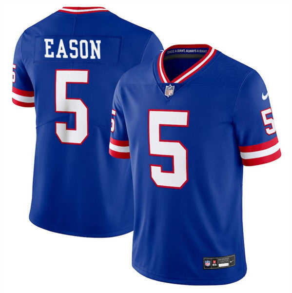 Men s New York Giants Jacob Eason Royal 2023 Throwback Limited Stitched Jerseys