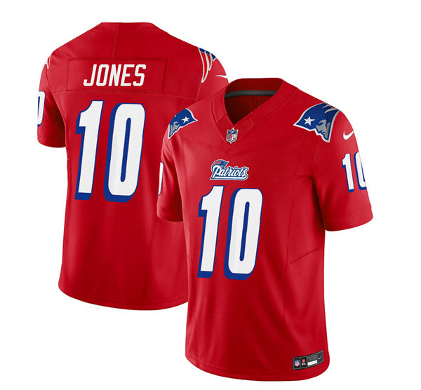 Men s New England Patriots Mac Jones Red 2023 F.U.S.E. Vapor Limited Stitched Jersey