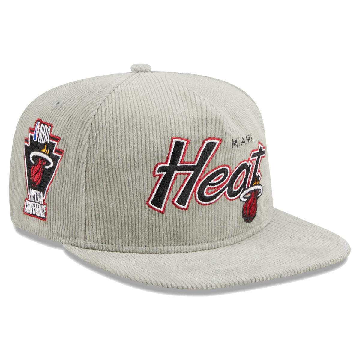 Miami Heat New Era The Golfer Corduroy 9FIFTY Snapback Hat - Gray