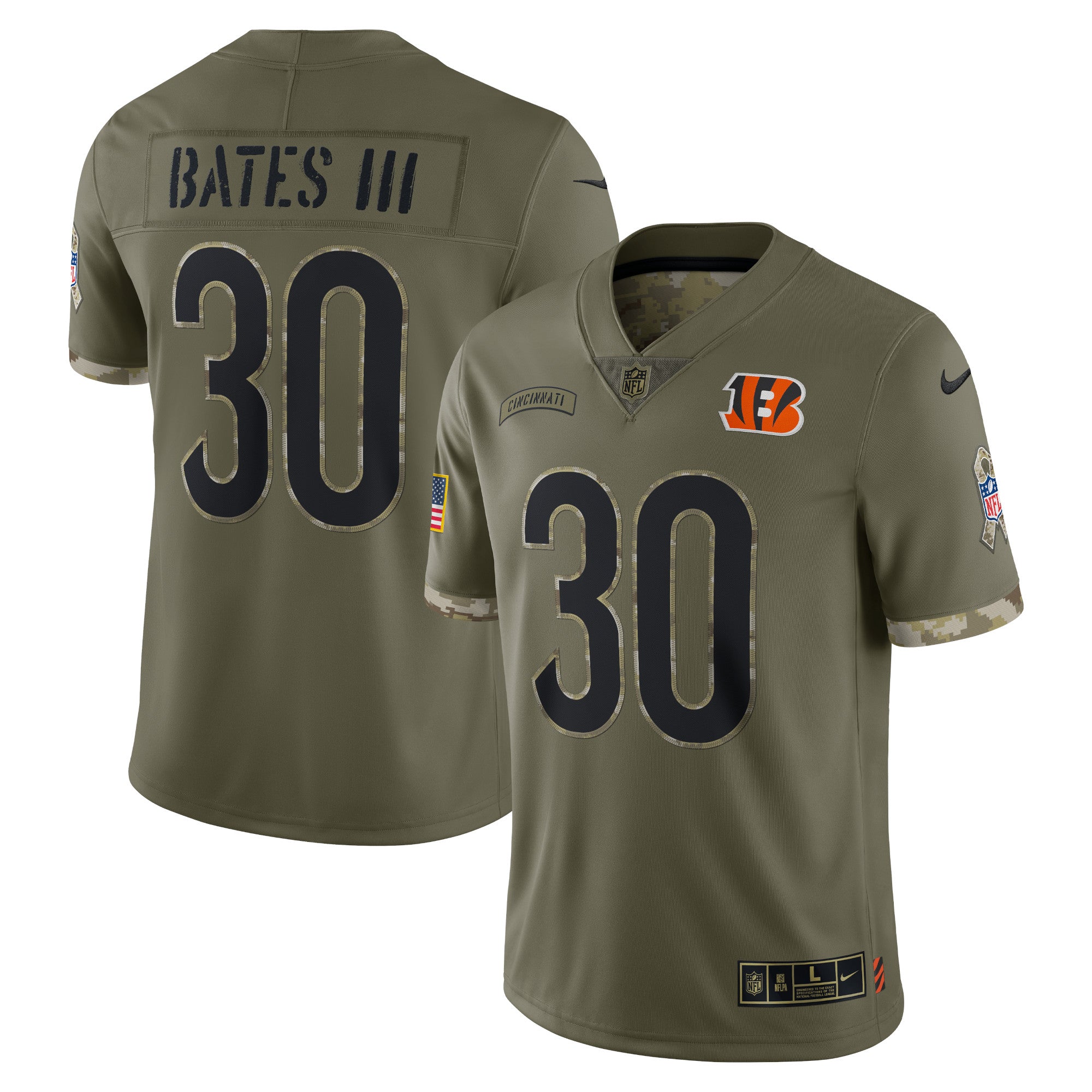 Jessie Bates III Cincinnati Bengals Nike 2022 Salute To Service Limited Jersey   Olive