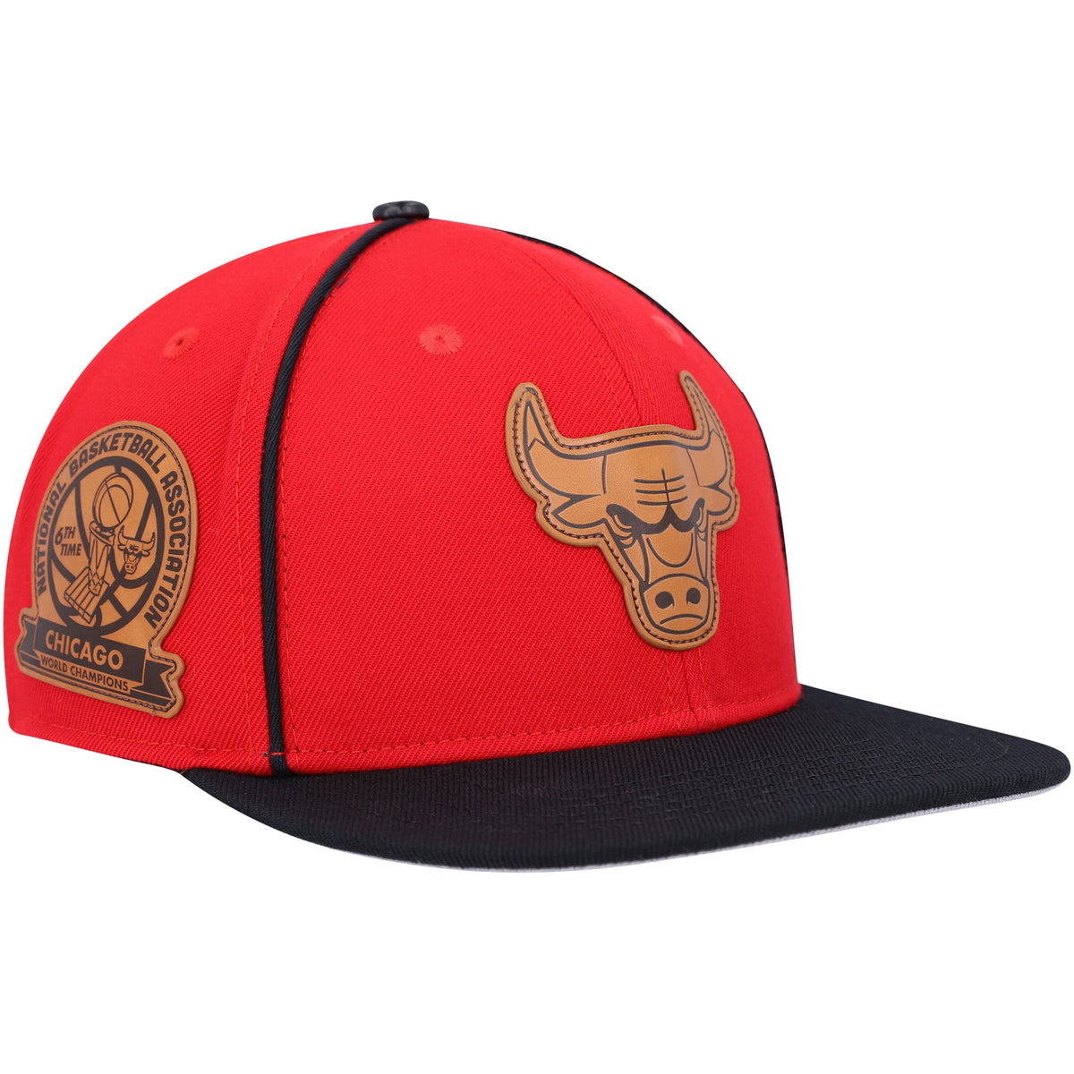 Chicago Bulls Pro Standard Heritage Leather Patch Snapback Hat - Red/Black