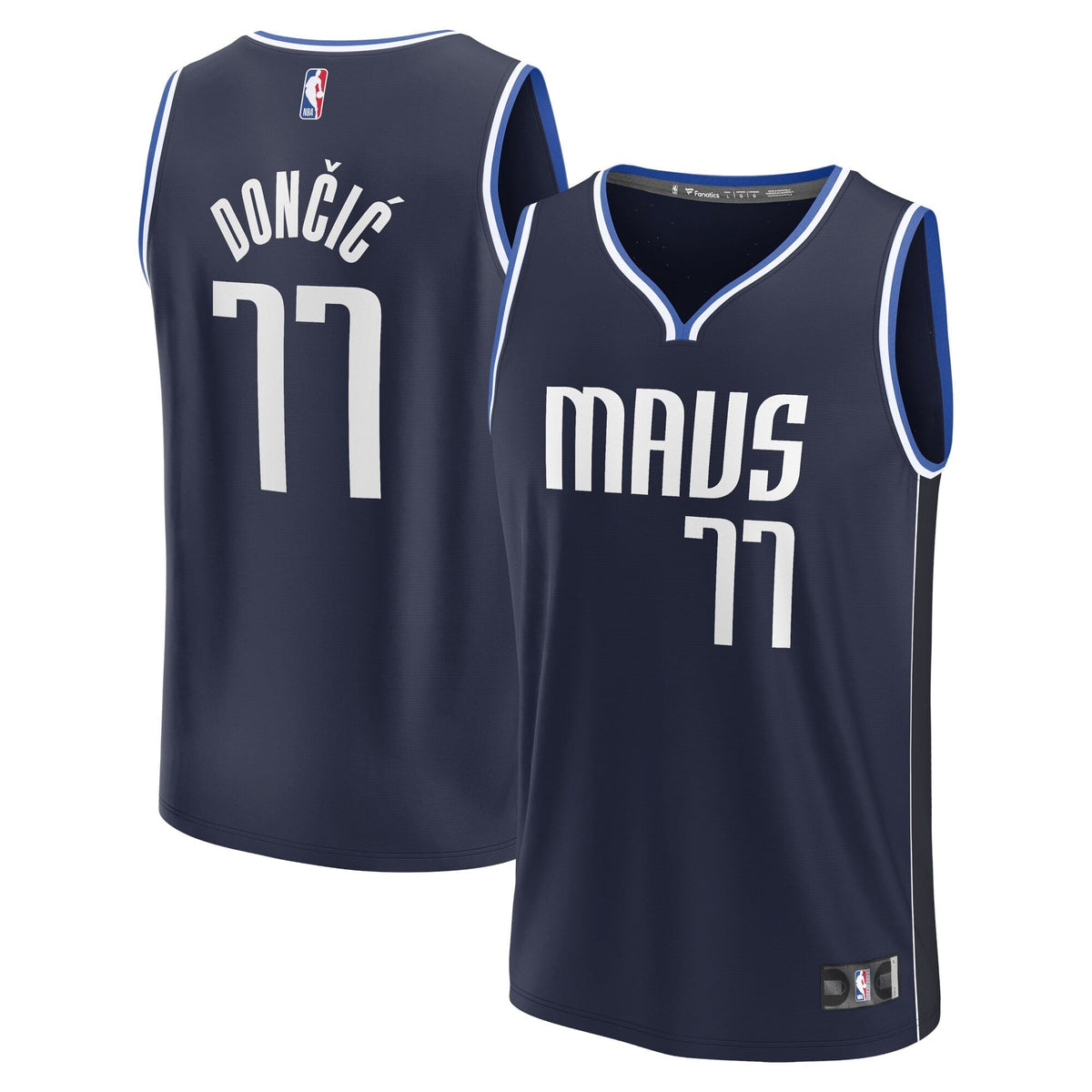 Men's Fanatics Branded Luka Doncic Navy Dallas Mavericks Fast Break Replica Player Jersey - Statement Edition