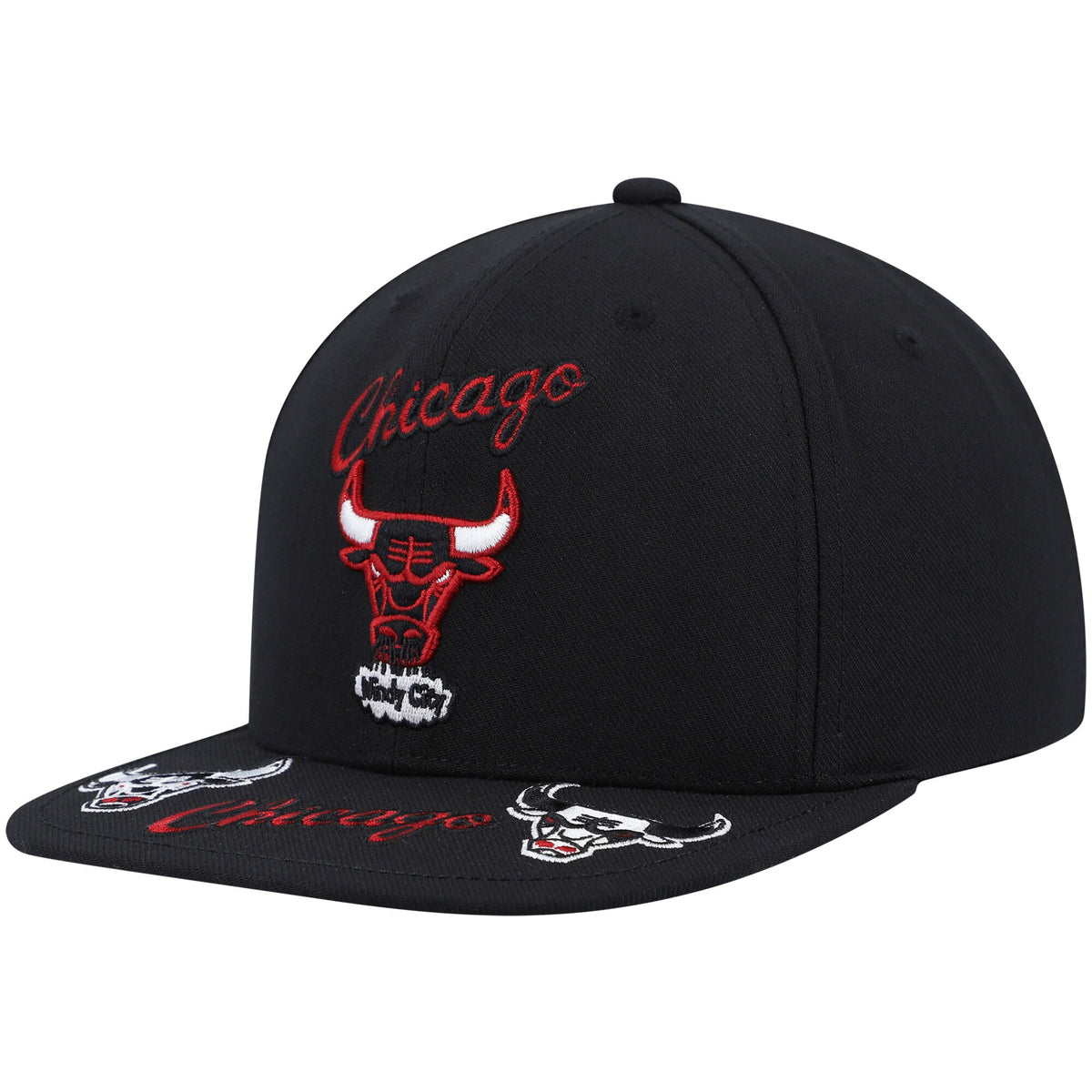 Chicago Bulls Mitchell & Ness Hardwood Classics Front Loaded Snapback Hat - Black