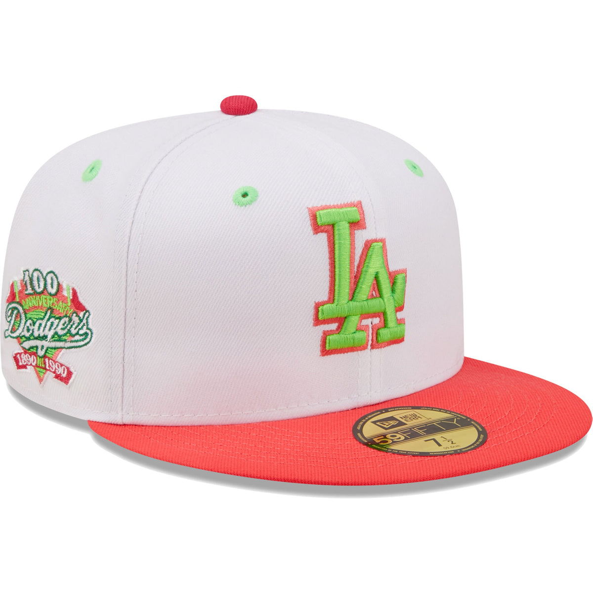 Los Angeles Dodgers New Era 100th Anniversary Strawberry Lolli 59FIFTY Fitted Hat - White/Coral